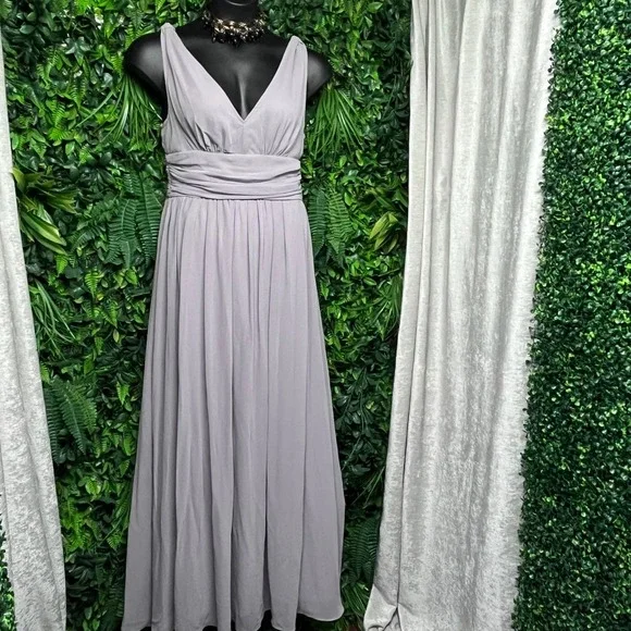 Ever Pretty Dress Gray Maxi Sleeveless Evening Gown Formal Party Large 3002 - Picture 3 of 9